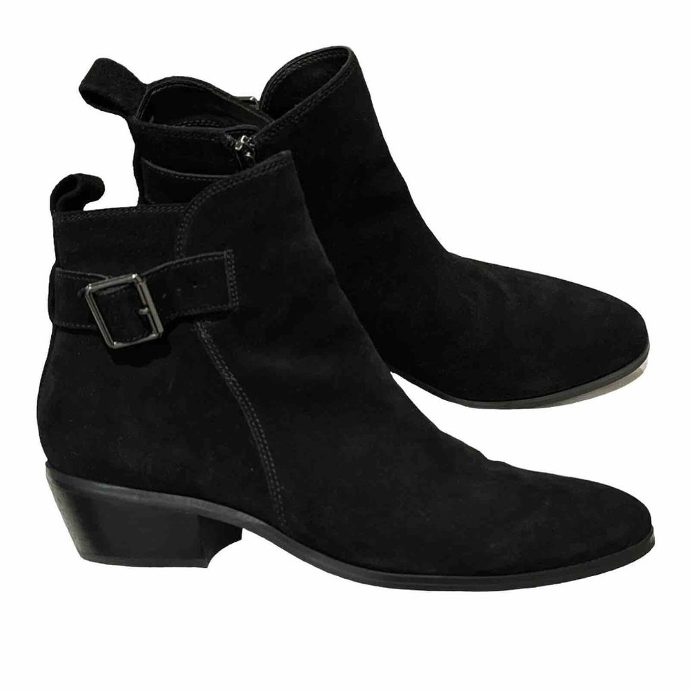Blondo Black Waterproof Suede Leather Buckle Ankle Boots Booties Size 10
